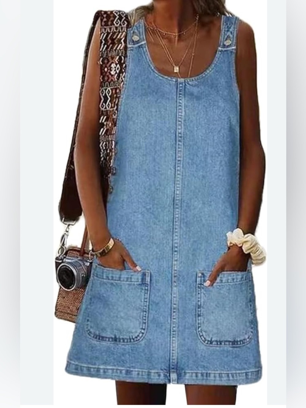 Vero Moda Light Blue Denim Pinafore Dress